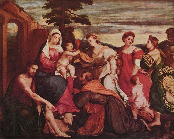 Bonifacio de Pitati Maria mit den drei theologischen Tugenden Norge oil painting art
